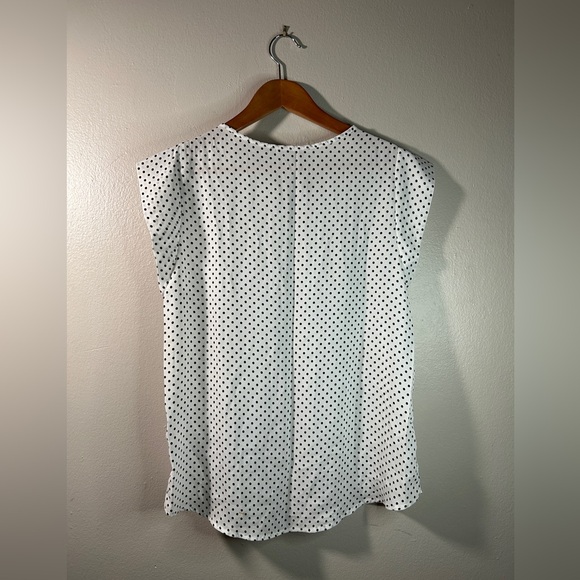 Business Casual Lightweight Cap Sleeve Blouse Sweet Rain Polka Dot Work Wear L - Picture 8 of 12